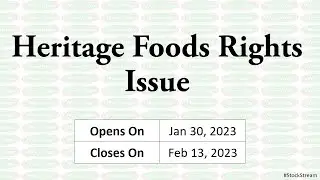 Heritage Foods Rights Issue | Heritage Foods Limited Rights Issue | StockStream