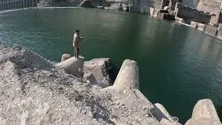 Fishing in dam site