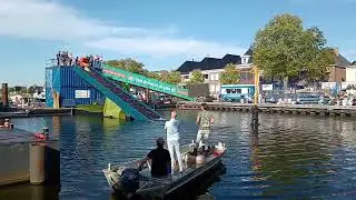 Eerste test van de sas in de plas