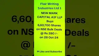 Flair Writing Industries Ltd 1 I NEW MARK CAPITAL AIF LLP Buys Shares I #multibaggers