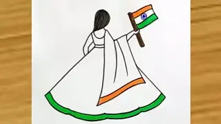 Republic Day traditional girl drawing|26 January ki drawing |republic day drawing easy|girl drawing 