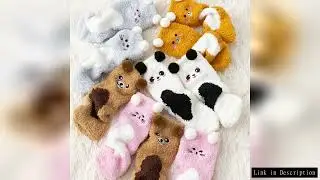 Women Cute Cartoon Animal Fuzzy Socks Winter Warm Fleece Kawaii Panda Bear Cat Mouse Casual Fashion