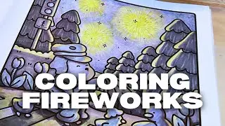 How I Color Glowing Fireworks | Alcohol Markers + Pencils | Adult Coloring | Coco Wyo Cozy Cuties