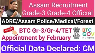 दिनैनि Big Update ✅️ Assam Recruitment Gr-III Gr-IV  & BTC Jobs//TET,Gr- III, Gr-IV Appointment Date