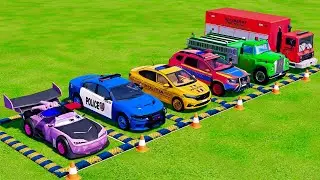 SUPER CARS JUMP - TRANSPORTING POLICE CARS, AMBULANCE VEHICLES, FIRE DEPARTMENT WITH TRUCK !FS22 #41