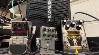 Line6 Uber Metal+MXR Fullbore Metal+Gamechanger Audio Plasma Coil octave fuzz pedals+Schecter guitar