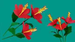 origami hibiscus flower easy | hibiscus flower making with paper