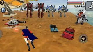 Vegas Crime Simulator (Red Super Hero Fight Car Robot) Big Robot Car on Sea - Android Gameplay HD