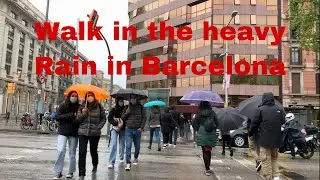 Walk in heavy Rain Barcelona