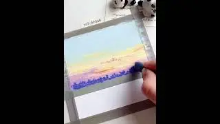 Sunset by the Lake Oil Pastel Zero Basics Beginner Tutorial With Colors