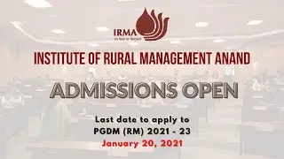 IRMA Admissions Open | Apply Now | Applications Close Soon | PGDM(RM)