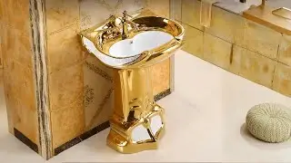 Best Vintage Pedestal Sink for Small Bathrooms | Mosaic Gold Ceramic Bathroom Sink Review