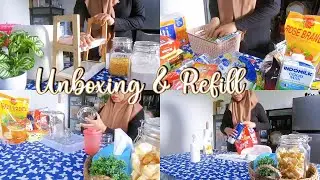 BONGKAR BELANJA BULANAN FEBRUARI 2024 || Unboxing  & Refill Bahan Dapur