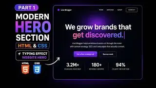 Modern Hero Section UI Design Using HTML & CSS | Typing Effect Website Hero (Part 1)