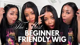Doesn't get easier than this! Glueless straight human hair wig install | Beginner Freindly Wig