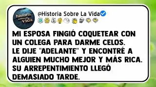 Mi esposa fingió coquetear con un colega para darme celos. Le dije 