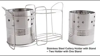 Stainless Steel Cutlery Holder with Stand &ndash; Two Holder with One Stand