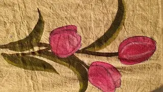 Flower painting on cloth/Floral design/fabric painting/DIY painting