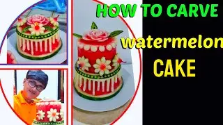 How to Carve Cake from Watermelon🍉#fruitcarving #watermeloncarving #fruitcutting