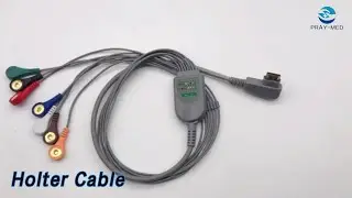 ECG Holter Cable 1.1m 7 Lead 19PIN HDMI TPU Jacket With Snap Connector