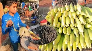 12 Years Small Boy Selling 500 Corn Grill on Van! Tasty Food Tk  30  Only! #BdFood