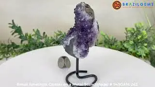 Model # 5490AM-262 Small Amethyst Cluster on a Metal Stand by BrazilGems.com 🏷 FOR SALE🛍🛒Shop Now 