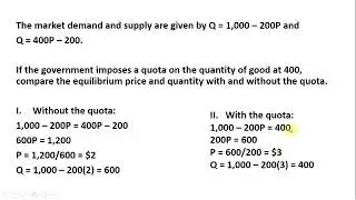 Solving a Supply and Demand Problem with a Government Quota
