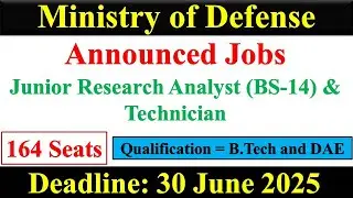 MOD Junior Research Analyst and Technician Jobs | Ministry of Defense announced New Jobs | MOD Jobs