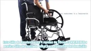 Silla de Ruedas CONVERTIBLE Autotraslado a Trasporte o Paseo Merits L405