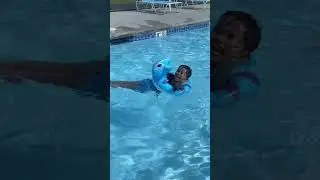 Sunny day Swimming Pool Fun #shorts #OutdoorActivities - Brown Munde | Kid enjoying swim learning