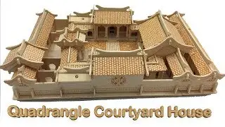 DIY Miniature Quadrangle Courtyard House ~ 3D Woodcraft Construction Kit