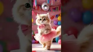 Cute Kitten Dressed Up for a Fun Party!#cutecartoon#cuteanimals#cutecat#funnytoons