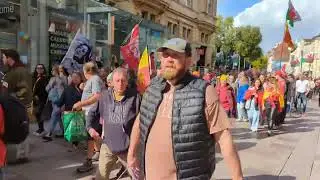 The march on the move at the Welsh independence rally in Cardiff