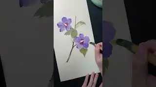 Hibiscus in Chinese Brush Style - Complete Painting