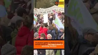 Protesters gather in Netherlands for climate march in The Ha gue ahead of upcoming elections
