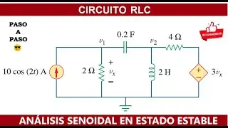 Circuito RLC Análisis Corriente Alterna - Método Determinantes - Problema 10.1 Alexander Sadiku