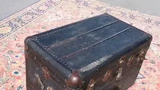 Vintage Metal Steamer Trunk with Interior Tray