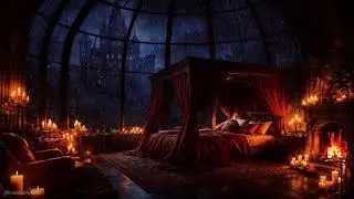 Sleeping in a Fantasy Castle - Rain,Fireplace & Thunder Sounds