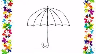How to Draw a Rainbow Umbrella | Kids Drawing and Coloring | Easy and Fun Learning with Art