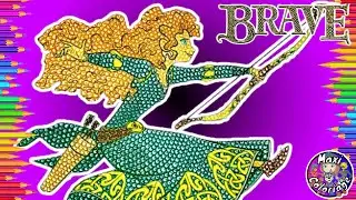 DISNEY PRINCESS MERIDA BRAVE COLORING BOOK PAGES TUTO HOW TO COLOR - COMMENT DESSINER REBELLE