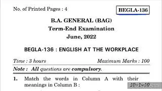 BEGLA 136 Important Questions | BEGLA 136 Previous year Question Paper | BEGLA 136 Sample Paper