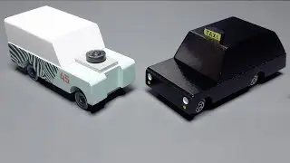 Candycars Mini Zebra Drifter & London Taxi by Candylab Toys wooden diecast toy car truck wood