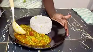 Fresh Peas, Green Onion Rice and Avocado. 