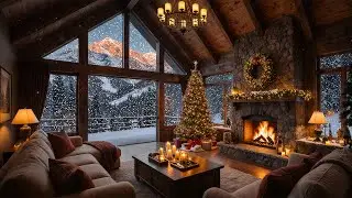 🔥 Warm Log Fire Crackling 24/7 🌨️ Peaceful Snowfall Views | Hygge Winter Ambience for Sleep & Focus