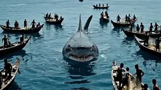 The village elder employs an ancient secret ritual to tame Megalodon and rescue the fishing village