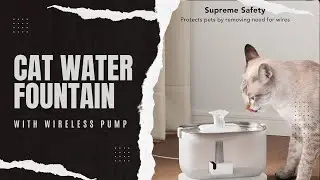 Stainless Steel Cat Water Fountain &ndash; Wireless Pump, 2.5L/84oz &ndash; Easy Clean & BPA-Free