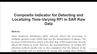 Composite Indicator for Detecting and Localizing Time Varying RFI in SAR Raw Data