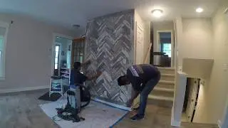 Timelapse Installation of a Herringbone White Barn Siding Wall