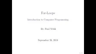 Lecture 9 Section 1 -- For Loops
