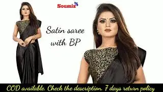 Solid satin saree with BP | Soumiz